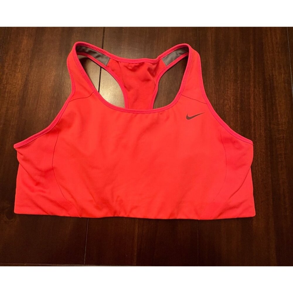 Nike Dri-Fit Womens XL Sports Bra Racerback Bright Pink & Gray